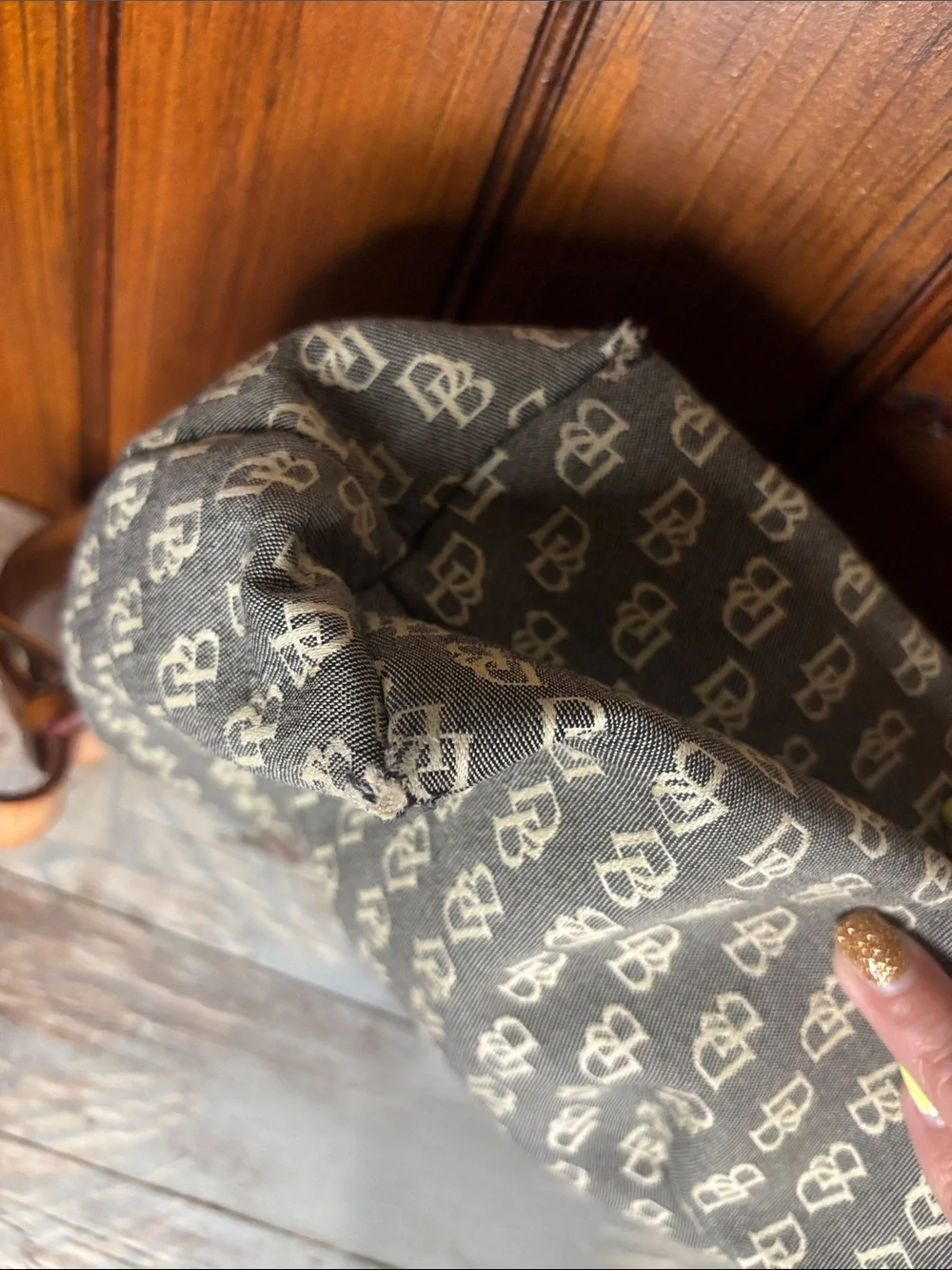 DOONEY & BOURKE AUTHENTIC Monogram Shoulder Bag / Leather Strap & Detail
